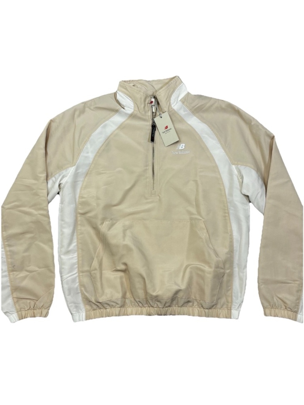 New Balance Made in USA Track Jacket Windbreaker  Men’s Sz Small  1/4 Zip Tan